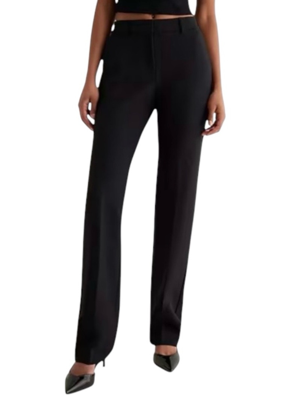 Express Black Columnist Mid-Rise Trouser Pant Flare Leg Hook & Eye Closure Sz 4S